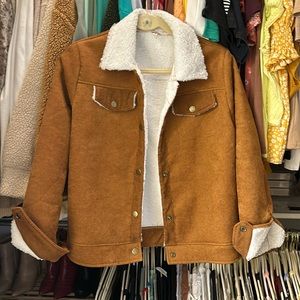 Corduroy Tan Jacket, Faux Fleece Lining